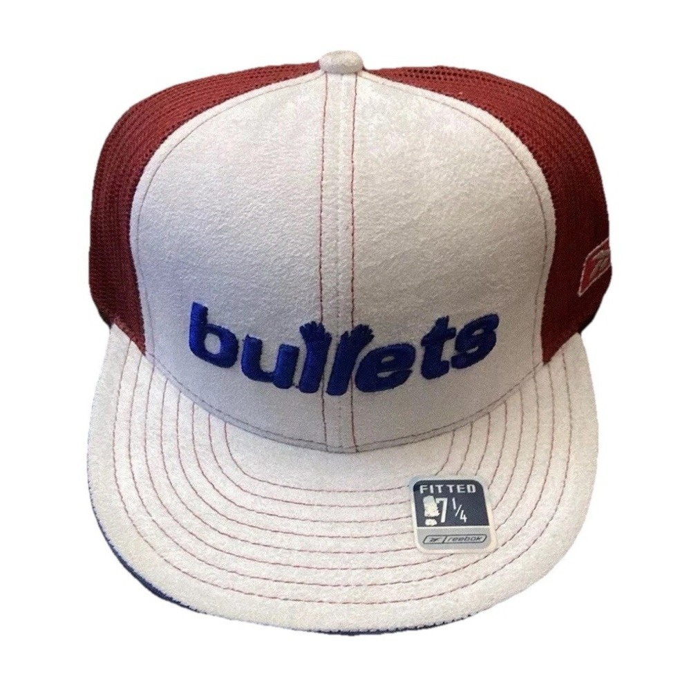 Vintage Reebok Washington Bullets Fitted Hat. Suede With Mesh Back. Size 7-1/4